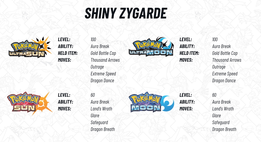 2018 Legendary Pokemon Distribution Shiny Zygarde