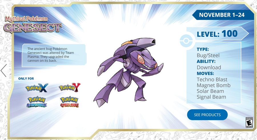 Get a Level 100 Genesect via GameStop Until November 24