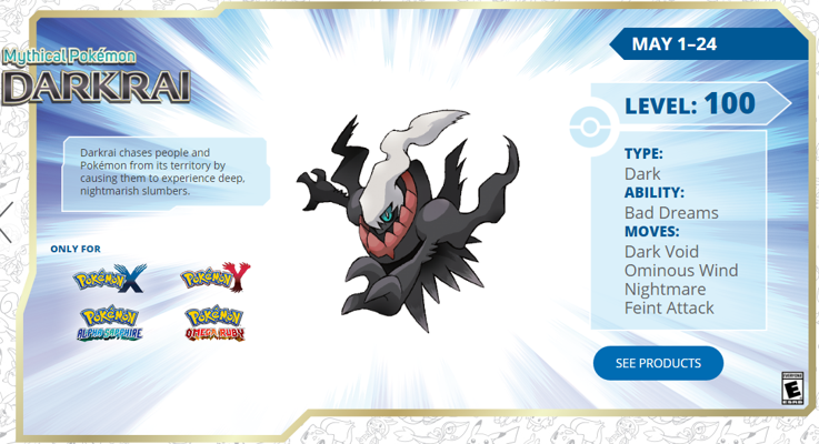 Get a Level 100 Darkrai via GameStop Until May 24