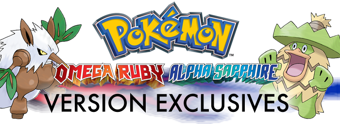 Pokemon Omega Ruby Alpha Sapphire Version Exclusives